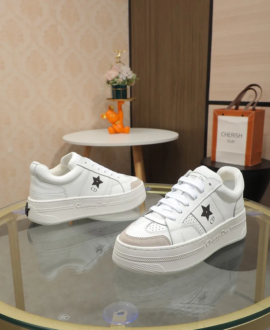 👟👟Ex-factory price 480👟👟 DIOR Dior's new thick-soled sports white shoes, made of first-layer cowhide, breathable mesh inside, sheepskin for foot pads, and lightweight outsole. Size: 35-40 (41 customized)